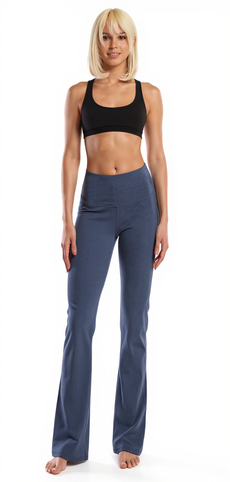 Bootcut Yoga Pants in Heather Navy — The Ankle Length Edit style look